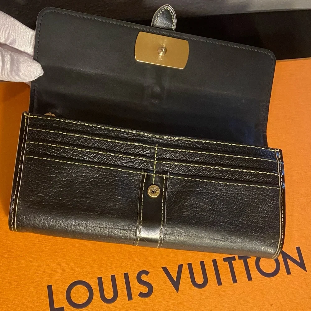 🔥FIRM PRICE ~ Louis Vuitton ~ Suhali Black Leather Long Wallet ~ COA ~ TH2088 - Picture 2 of 16